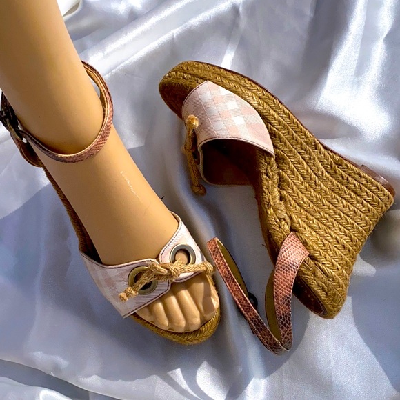 Burberry Pink Nova Check Wedge Fiber SANDALS, Like NEW In BOX🇬🇧39🇺🇸8-8.5🔥 - Picture 12 of 13